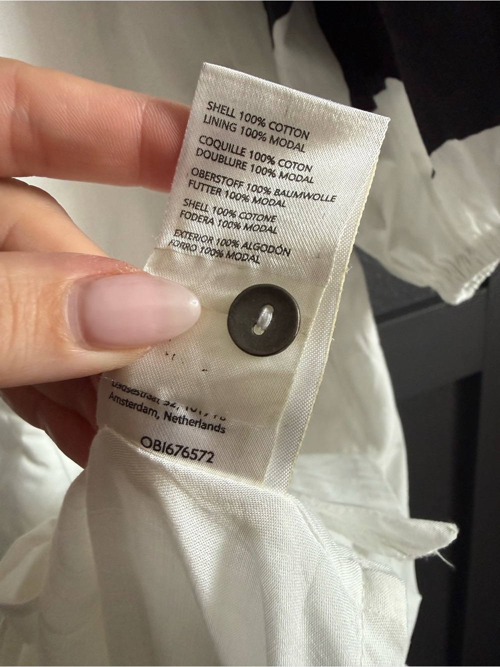 MAEVE • Jo Faulkner button front asymmetrical dress black white floral Small - Picture 10 of 11
